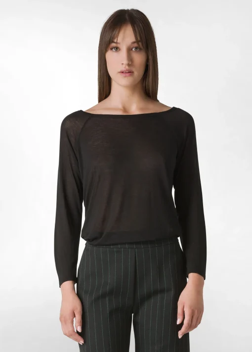Sale DEHA 3/4 Sleeve Lyocell T-Shirt Black