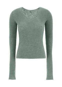 Hot DEHA Boucle Sweater Green Sage Green