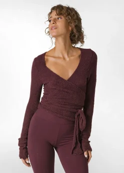 Best DEHA Boucle Wrap Sweater Red Tibetan Red