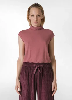 Flash Sale DEHA Cashmere Blend High Neck T-Shirt Pink Deco' Rose