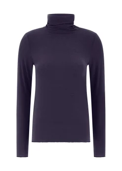 Fashion DEHA Cashmere Blend High Neck Top Purple Aubergine Violet