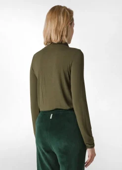 Outlet DEHA Cashmere Blend High Neck Top Green Olive Green