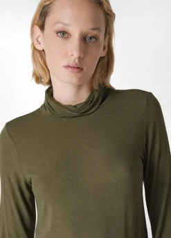 Outlet DEHA Cashmere Blend High Neck Top Green Olive Green