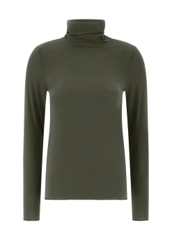 Outlet DEHA Cashmere Blend High Neck Top Green Olive Green