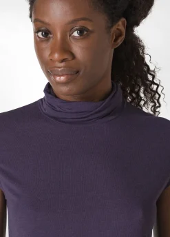 Online DEHA Cashmere Blend High Neck T-Shirt Purple Aubergine Violet