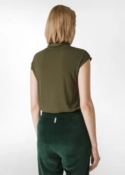 Cheap DEHA Cashmere Blend High Neck T-Shirt Green Olive Green