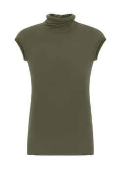 Cheap DEHA Cashmere Blend High Neck T-Shirt Green Olive Green