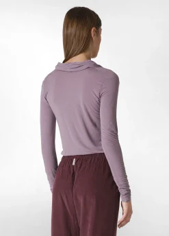 Best DEHA Cashmere Blend Long Sleeve T-Shirt Purple Mauve Violet