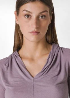 Best DEHA Cashmere Blend Long Sleeve T-Shirt Purple Mauve Violet