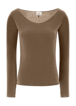 Clearance DEHA Cashmere Blend T-Shirt Brown Biscuit Brown