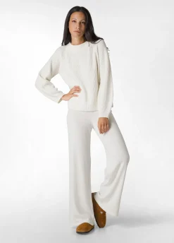 Cheap DEHA Cashmere Blend Wide Leg Pants White Milk White