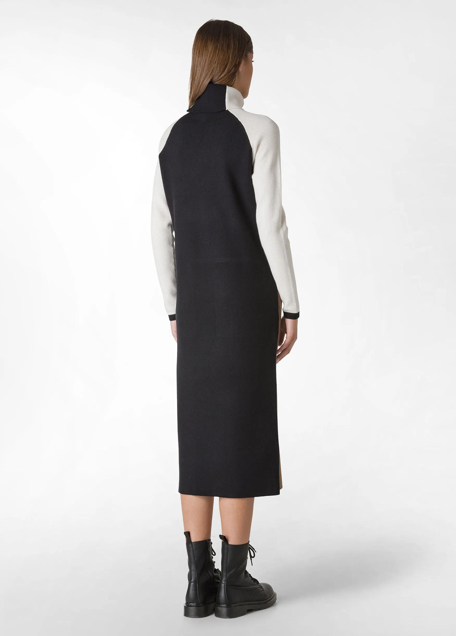 Store DEHA Color Block Knitted Dress Brown Biscuit Brown