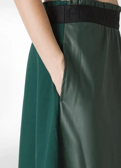 Online DEHA Combined Faux Leather Skirt Green Forest Green