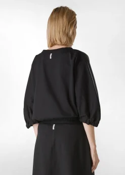 New DEHA Combined Faux Leather Sweatshirt Black