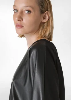 New DEHA Combined Faux Leather Sweatshirt Black