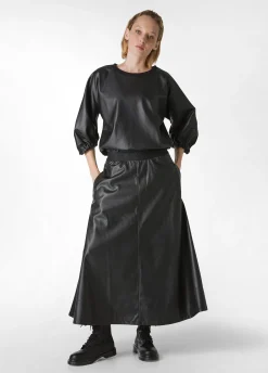 New DEHA Combined Faux Leather Sweatshirt Black