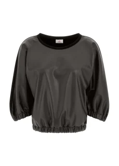 New DEHA Combined Faux Leather Sweatshirt Black