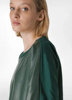 Clearance DEHA Combined Faux Leather Sweatshirt Green Forest Green