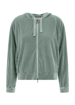 New DEHA Corduroy Chenille Full Zip Sweatshirt Green Sage Green