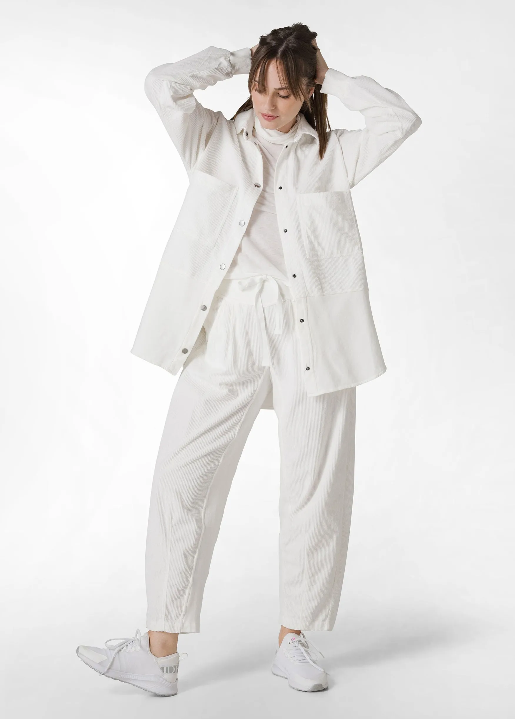 Shop DEHA Corduroy Combined Pants White Milk White