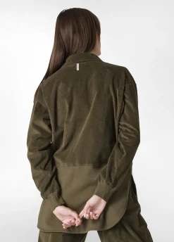 Discount DEHA Corduroy Combined Shirt Green Olive Green