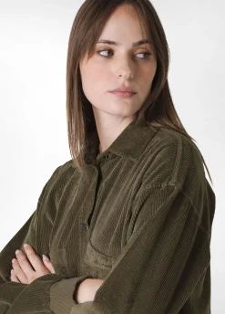 Discount DEHA Corduroy Combined Shirt Green Olive Green