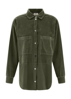 Discount DEHA Corduroy Combined Shirt Green Olive Green