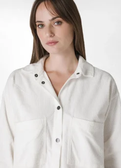 Hot DEHA Corduroy Combined Shirt White Milk White