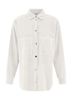 Hot DEHA Corduroy Combined Shirt White Milk White