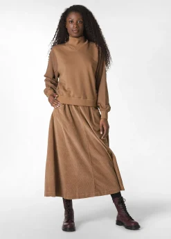 Cheap DEHA Corduroy Long Skirt Brown Biscuit Brown