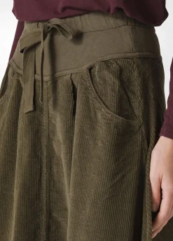New DEHA Corduroy Long Skirt Green Olive Green