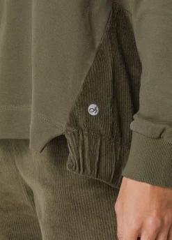 Shop DEHA Corduroy Sweatshirt Green Olive Green
