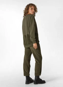 Shop DEHA Corduroy Sweatshirt Green Olive Green