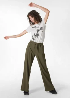 Outlet DEHA Core Wide Leg Jersey Pants Green Olive Green