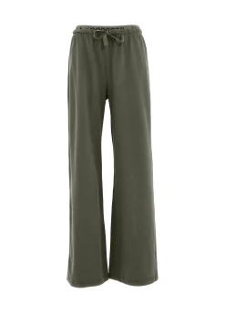 Outlet DEHA Core Wide Leg Jersey Pants Green Olive Green