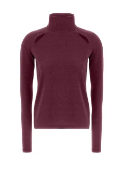 Clearance DEHA Cut-Out Lurex T-Shirt Red Bordeaux