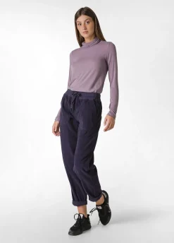 Hot DEHA Drawstring Corduroy Pants Purple Aubergine Violet