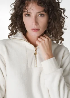 Shop DEHA Fluffy Polar Sweatshirt White Milk White