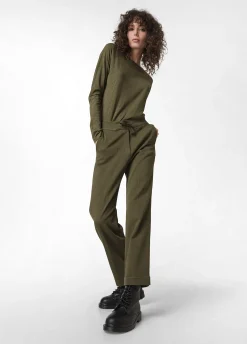 Cheap DEHA Gabardine Straight Pants Green Olive Green