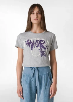 Cheap DEHA Graphic T-Shirt Grey Grey Melange