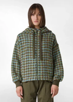 Clearance DEHA Jaquard Wooly Jacket Green Green & Blue Check