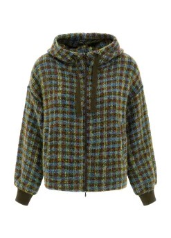 Clearance DEHA Jaquard Wooly Jacket Green Green & Blue Check