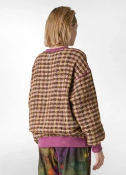 Cheap DEHA Jaquard Wooly Sweatshirt Pink Rose & Red Check