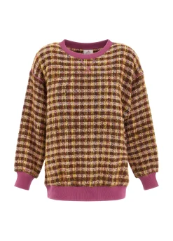 Cheap DEHA Jaquard Wooly Sweatshirt Pink Rose & Red Check
