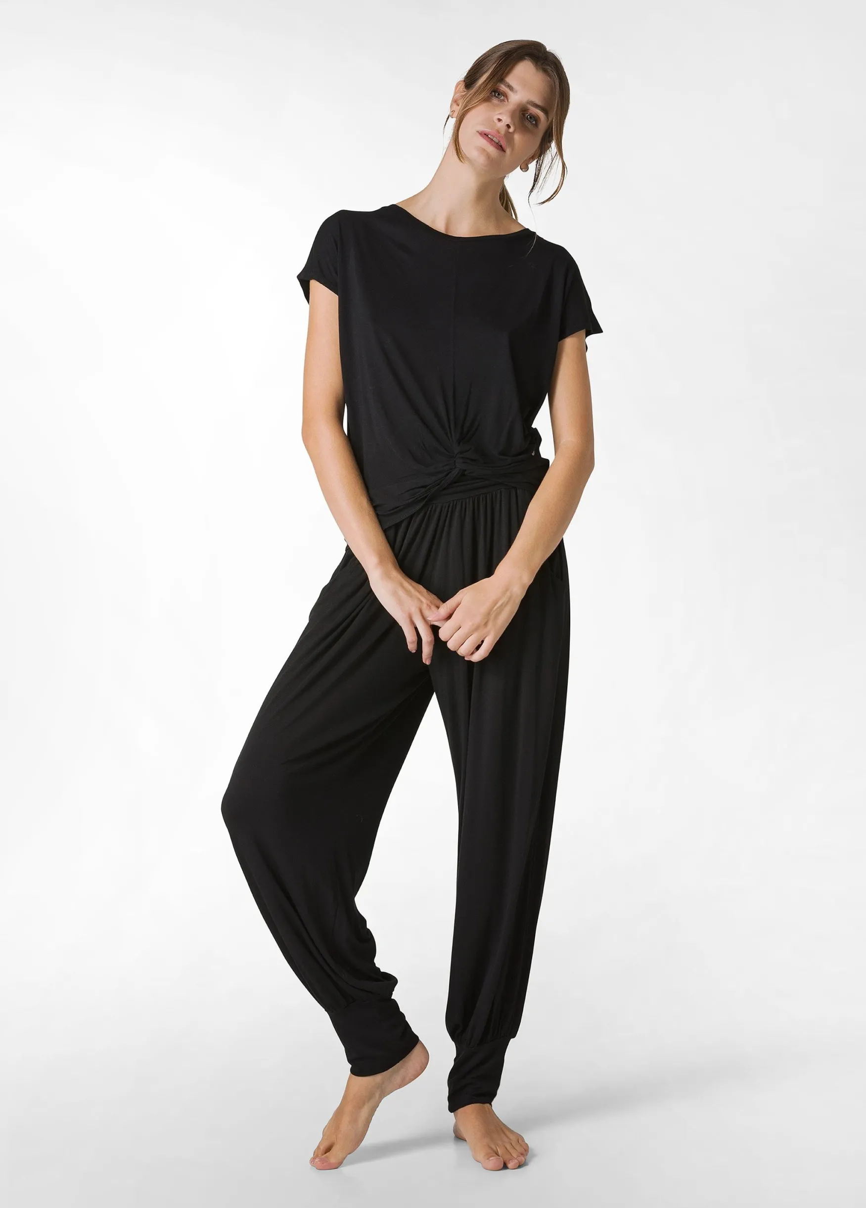 Outlet DEHA Knot Viscose T-Shirt Black