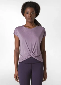 Sale DEHA Knot Viscose T-Shirt Purple Mauve Violet