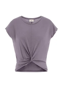Sale DEHA Knot Viscose T-Shirt Purple Mauve Violet