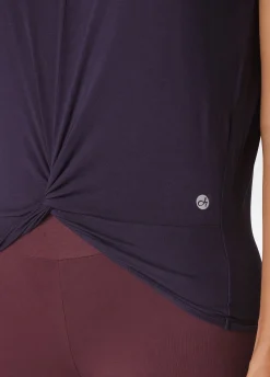 Shop DEHA Knot Viscose T-Shirt Purple Aubergine Violet