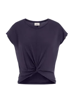 Shop DEHA Knot Viscose T-Shirt Purple Aubergine Violet