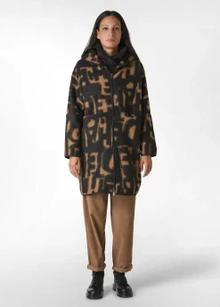New DEHA Lettering Wooly Coat Brown Biscuit Brown